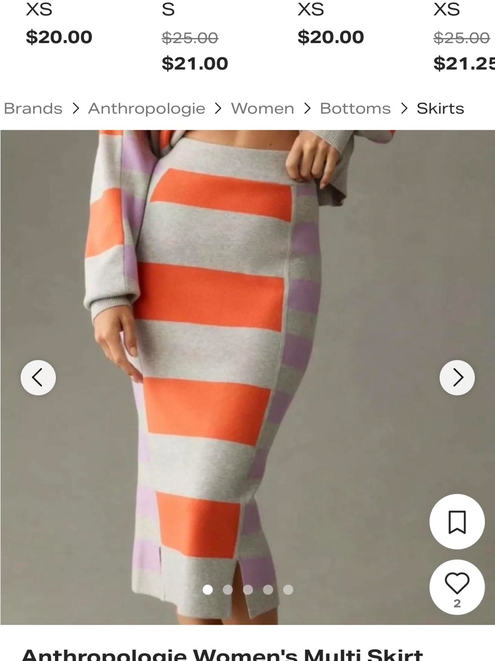 Anthropologie skirt - glen striped sweater Daily Practice NWT XS